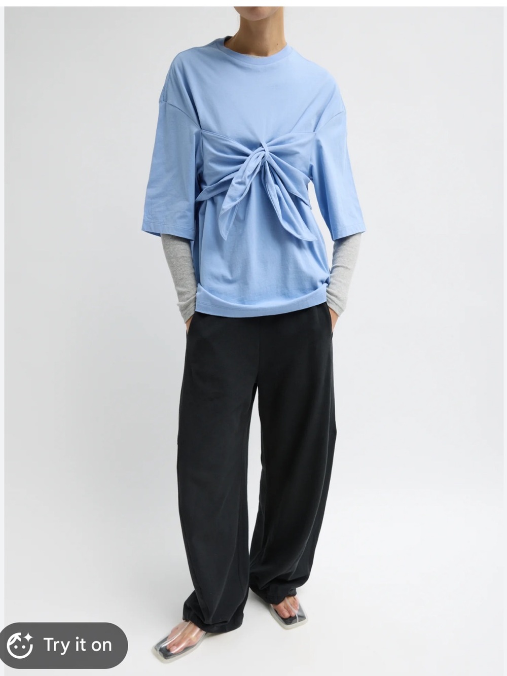 Tibi Tie Front T-Shirt in Blue
